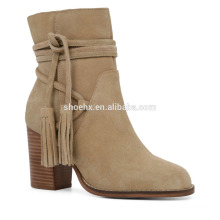 2016 China manufacturer women natural color bootie, almond toe ankle boots, block heel ankle boots